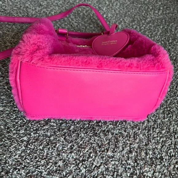 Y2K Juicy Couture Pink Faux Fur Shoulder Bag Coquette Fuzzy Girlhoodcore Cutesy - Picture 5 of 8